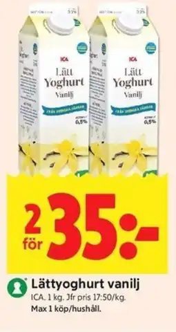 ICA Kvantum ICA Lättyoghurt vanilj erbjuda