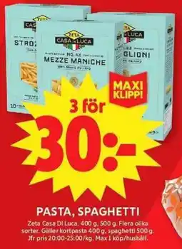ICA Maxi ZETA Pasta, spaghetti erbjuda