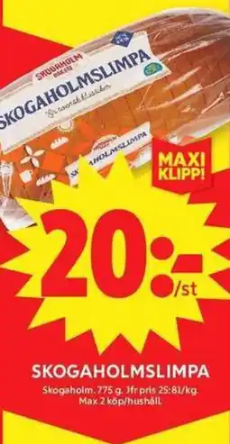 ICA Maxi SKOGAHOLM Skogaholmslimpa erbjuda