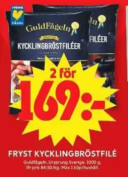 ICA Maxi GUDFÅGELN Fryst kycklingbröstfilé erbjuda