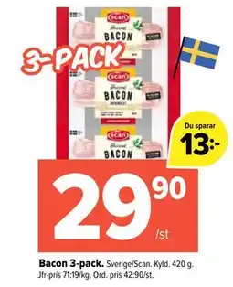 Coop Extra Bacon 3-pack erbjuda