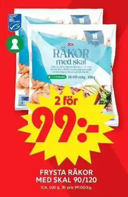 ICA Maxi ICA Frysta räkor med skal 90/120 erbjuda