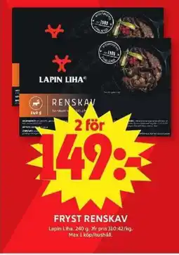 ICA Maxi LAPIN LIHA Fryst renskav erbjuda