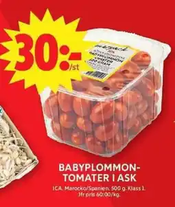 ICA Maxi ICA Babyplommon- tomater i ask erbjuda