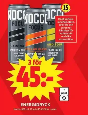 ICA Maxi NOCCO Energidryck erbjuda