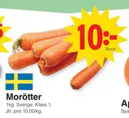 Matöppet Morötter erbjuda