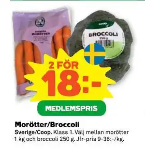 Morötter/Broccoli, Medlemspris