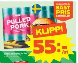 Stora Coop Pulled Pork/Chicken Tex Mex erbjuda