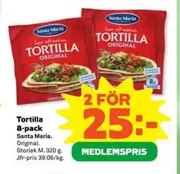 Stora Coop Tortilla 8-pack, Medlemspris erbjuda