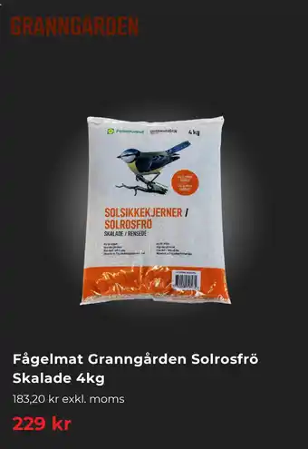 Fågelmat Granngården Solrosfrö Skalade