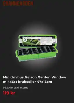 Granngården Minidrivhus Nelson Garden Window m 4x6st krukceller 47x16cm erbjuda