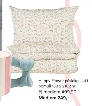 Happy Flower påslakanset i bomull 150 x 210 cm
