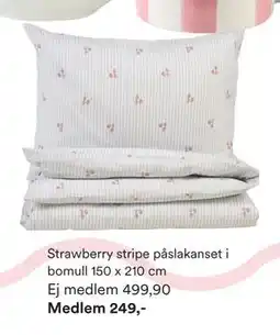 Hemtex Strawberry stripe påslakanset i bomull 150 x 210 cm erbjuda