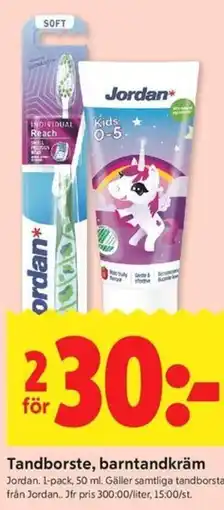 ICA Kvantum Tandborste, barntandkräm erbjuda