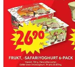 ICA Maxi Frukt, -safari yoghurt 6-pack erbjuda