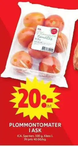 ICA Maxi Plommontomater i ask erbjuda