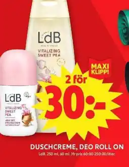 ICA Maxi Duschcreme, deo roll on erbjuda