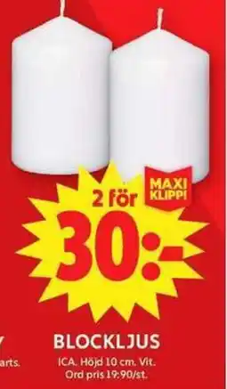 ICA Maxi Blockljus erbjuda