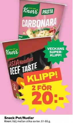 Coop Knorr Snack Pot/Nudlar erbjuda