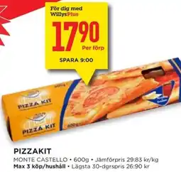 Willys MONTE CASTELLO Pizzakit erbjuda