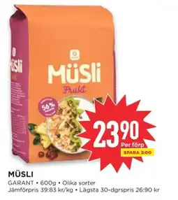 Willys GARANT Müsli erbjuda