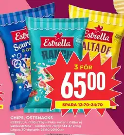 Willys ESTRELLA Chips, ostsnacks erbjuda