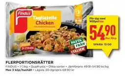 Willys FINDUS Flerportionsrätter erbjuda