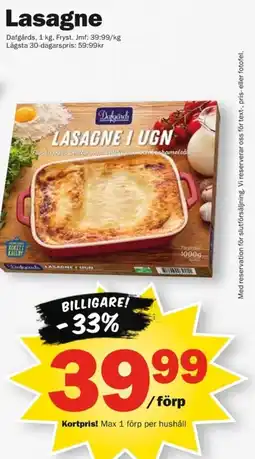 Pekås Dafgårds Lasagne erbjuda
