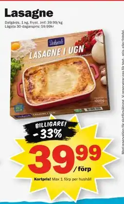 Pekås Lasagne, Medlemspris erbjuda