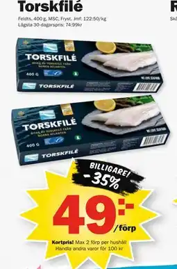 Pekås Torskfilé, Medlemspris erbjuda