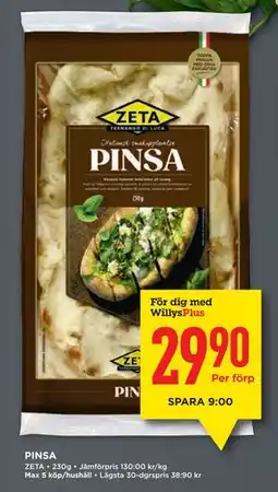 Willys PINSA, Medlemspris erbjuda