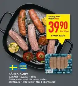 Willys FÄRSK KORV, Medlemspris erbjuda