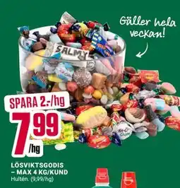 ÖoB LÖSVIKTSGODIS – MAX 4 KG/KUND erbjuda