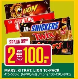 ÖoB MARS, KITKAT, LION 10-PACK erbjuda