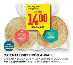 Willys Hemma ORIENTALISKT BRÖD 4-PACK, Medlemspris erbjuda