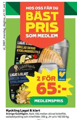 Coop Daglivs Kyckling Lagat & klart, Medlemspris erbjuda