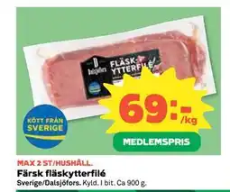 Coop Daglivs Färsk fläskytterfilé, Medlemspris erbjuda