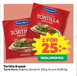Coop Daglivs Tortilla 8-pack, Medlemspris erbjuda