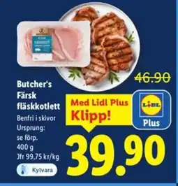 Lidl Butcher's Färsk fläskkotlett erbjuda