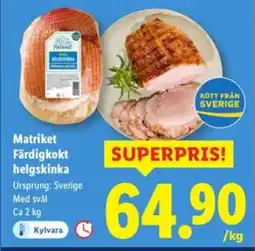 Lidl Matriket Färdigkokt helgskinka erbjuda