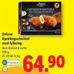 Lidl Deluxe Kycklingschnitzel med fyllning erbjuda