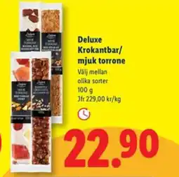 Lidl Deluxe Krokantbar/ mjuk torrone erbjuda