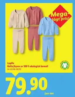 Lidl Lupilu Kofta/byxor av 100% ekologisk bomull erbjuda