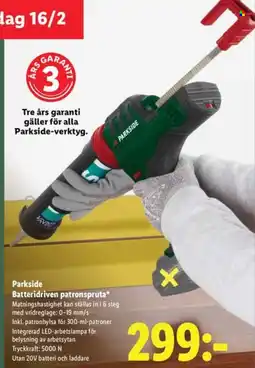 Lidl Parkside Batteridriven patronspruta erbjuda