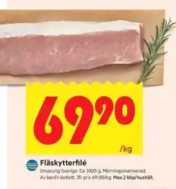 ICA Supermarket FLÄSKYTTERFILÉ erbjuda