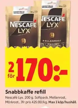 ICA Kvantum Nescafé Lyx Snabbkaffe refill erbjuda