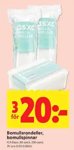 ICA Kvantum ICA Basic Bomullsrondeller, bomullspinnar erbjuda