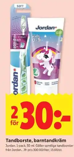 ICA Kvantum Jordan Tandborste, barntandkräm erbjuda