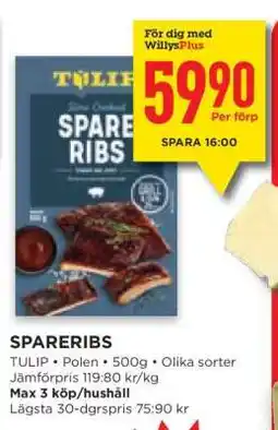 Willys Spareribs erbjuda