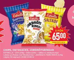 Willys Chips, Ostsnacks, Jordnötsringar erbjuda
